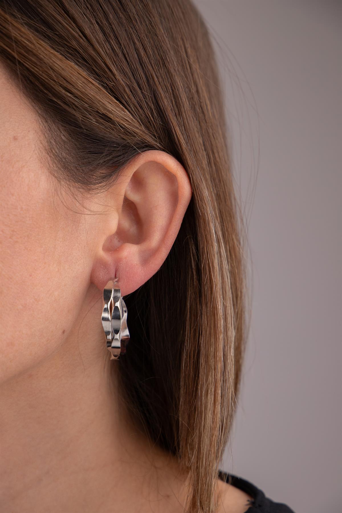 Geometrik Sarmal 3cm Gümüş Halka Küpe