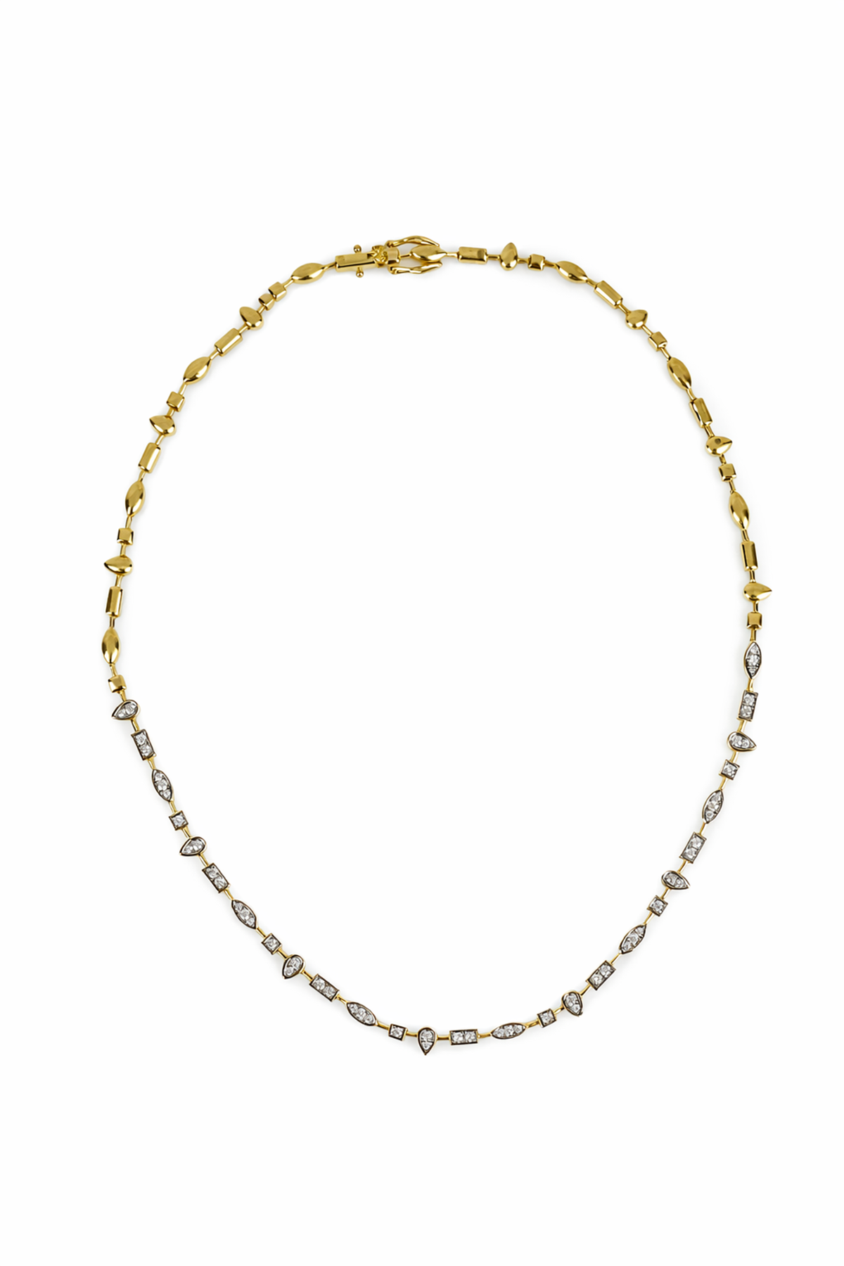 Geometrik Taşlı Gold Gümüş Kolye