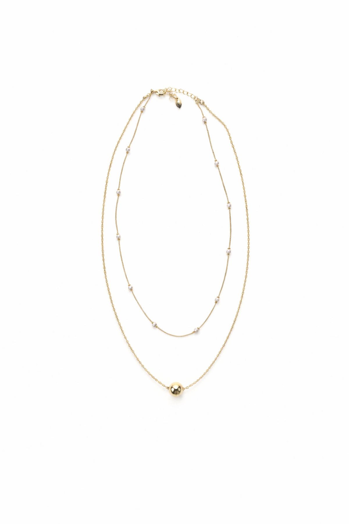 Gold Topçuk Figürlü İnci Sıralı Kolye