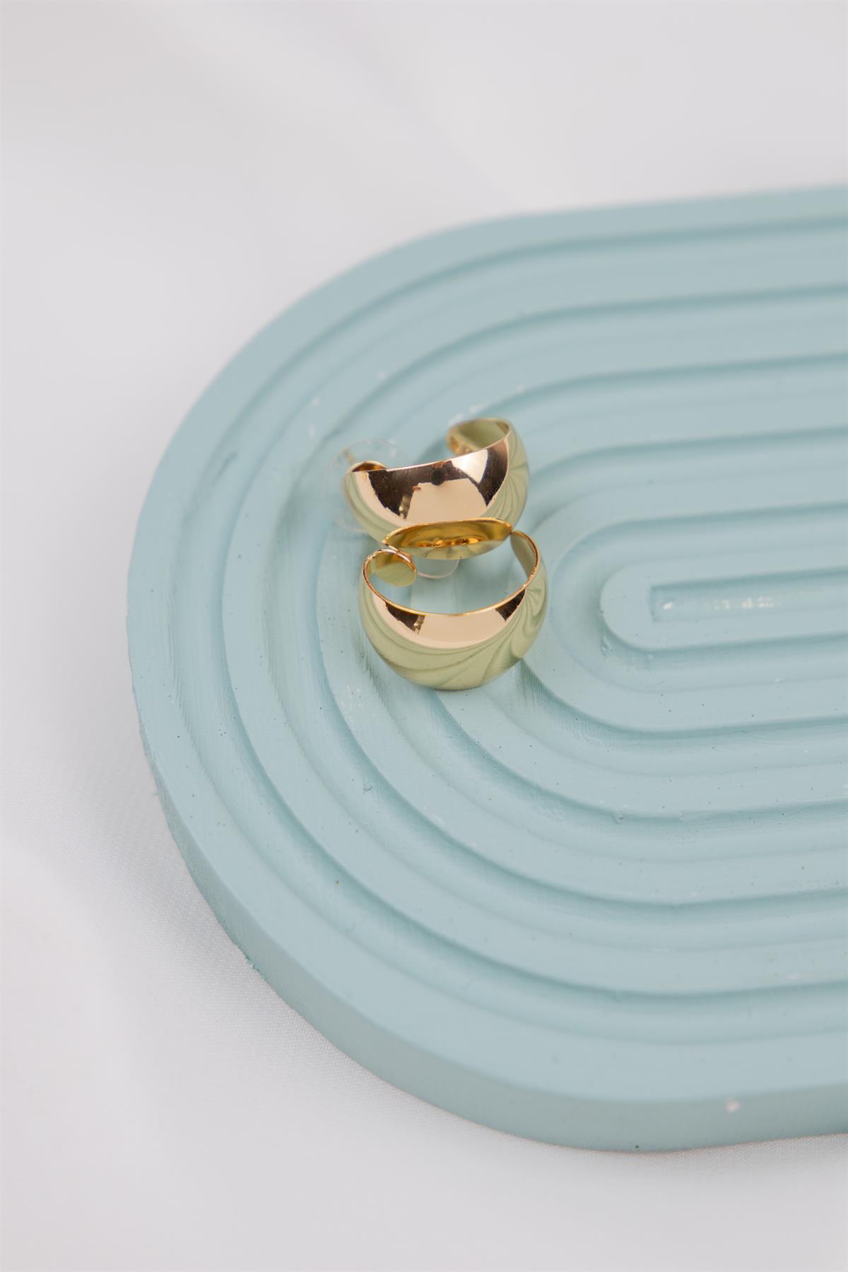 Gold Yarım Halka Küpe