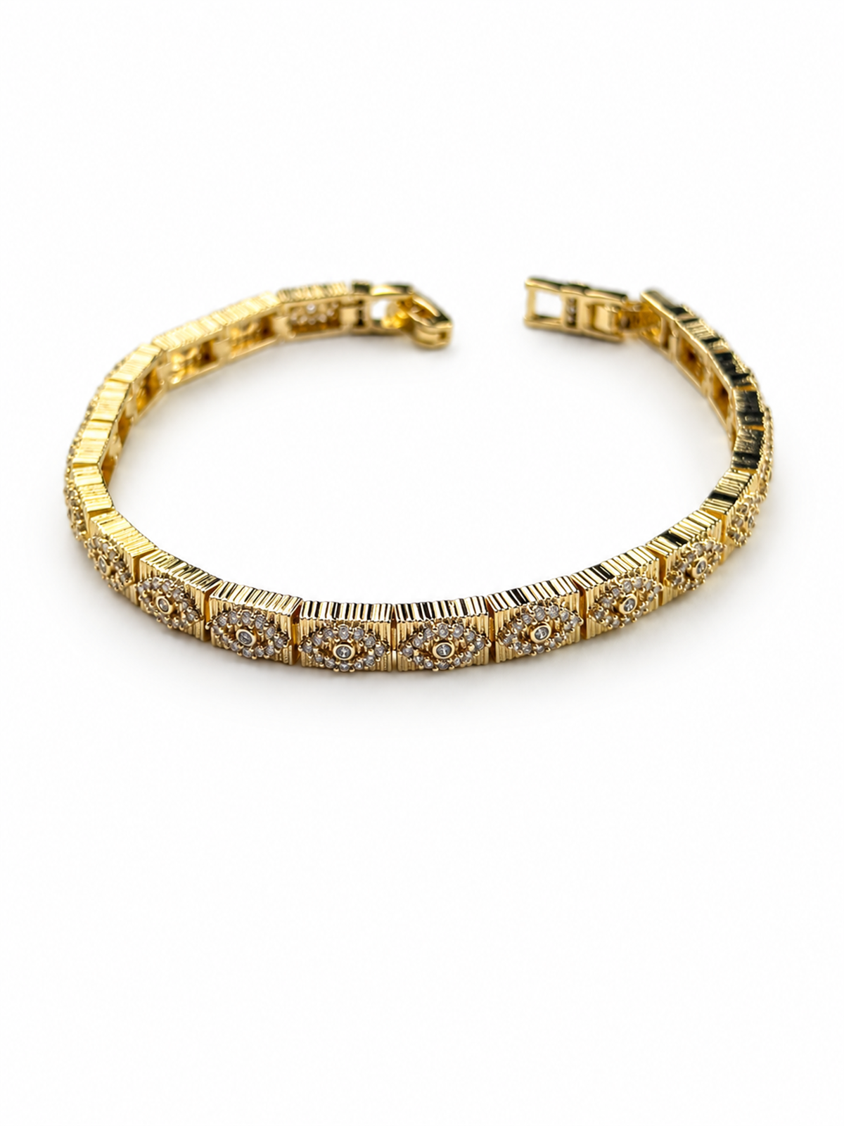 Göz Desenli Taşlı Gold Bileklik