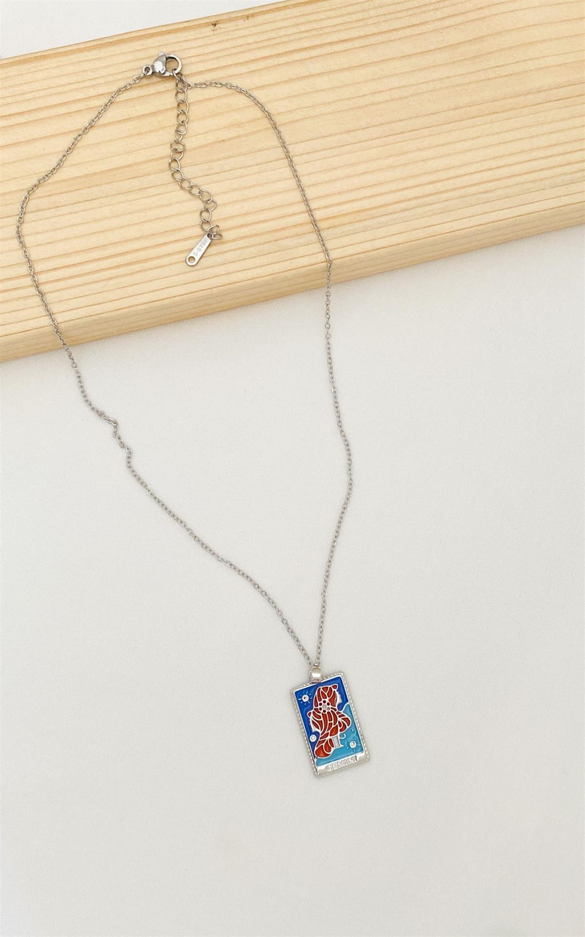 İkizler Burç Gümüş Çelik Kolye