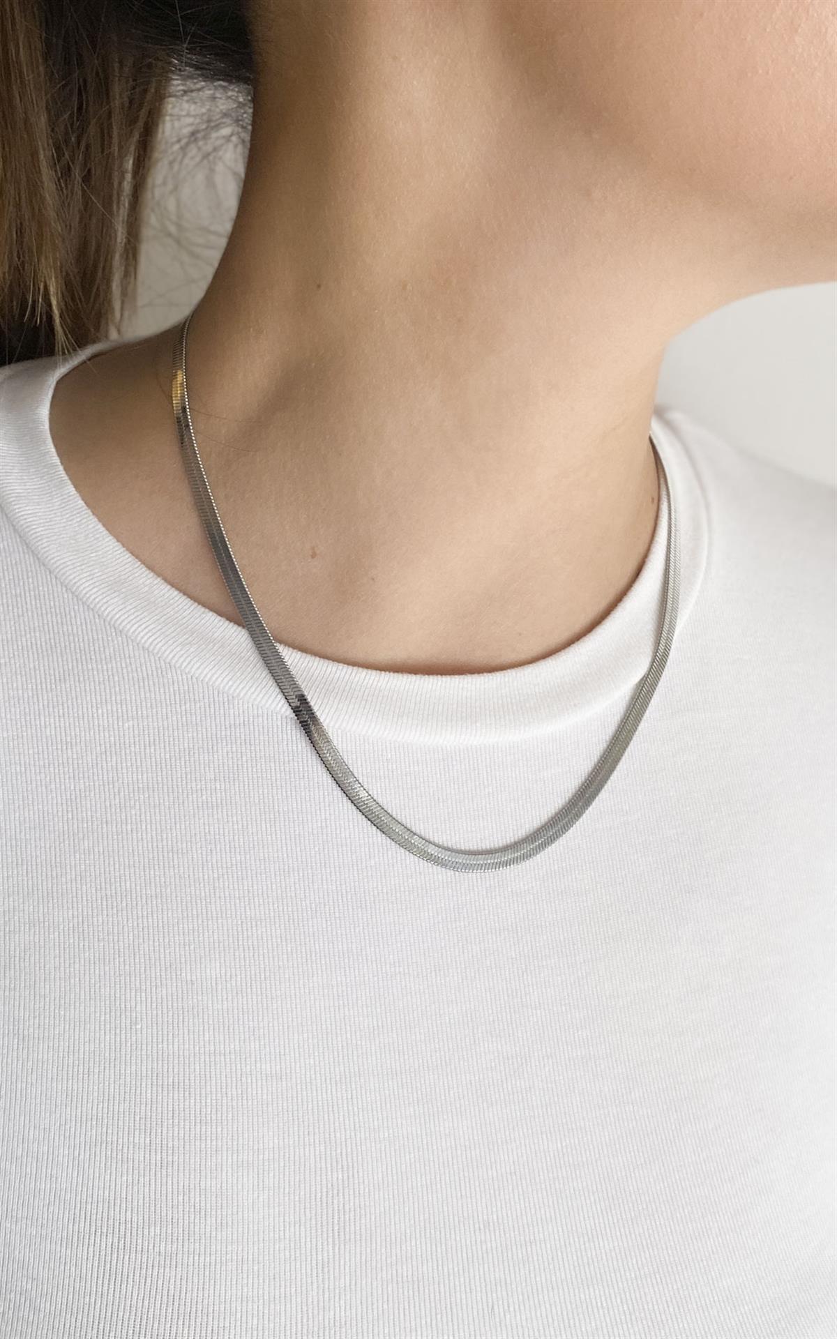 İtalyan Zincir Gümüş Çelik Kolye