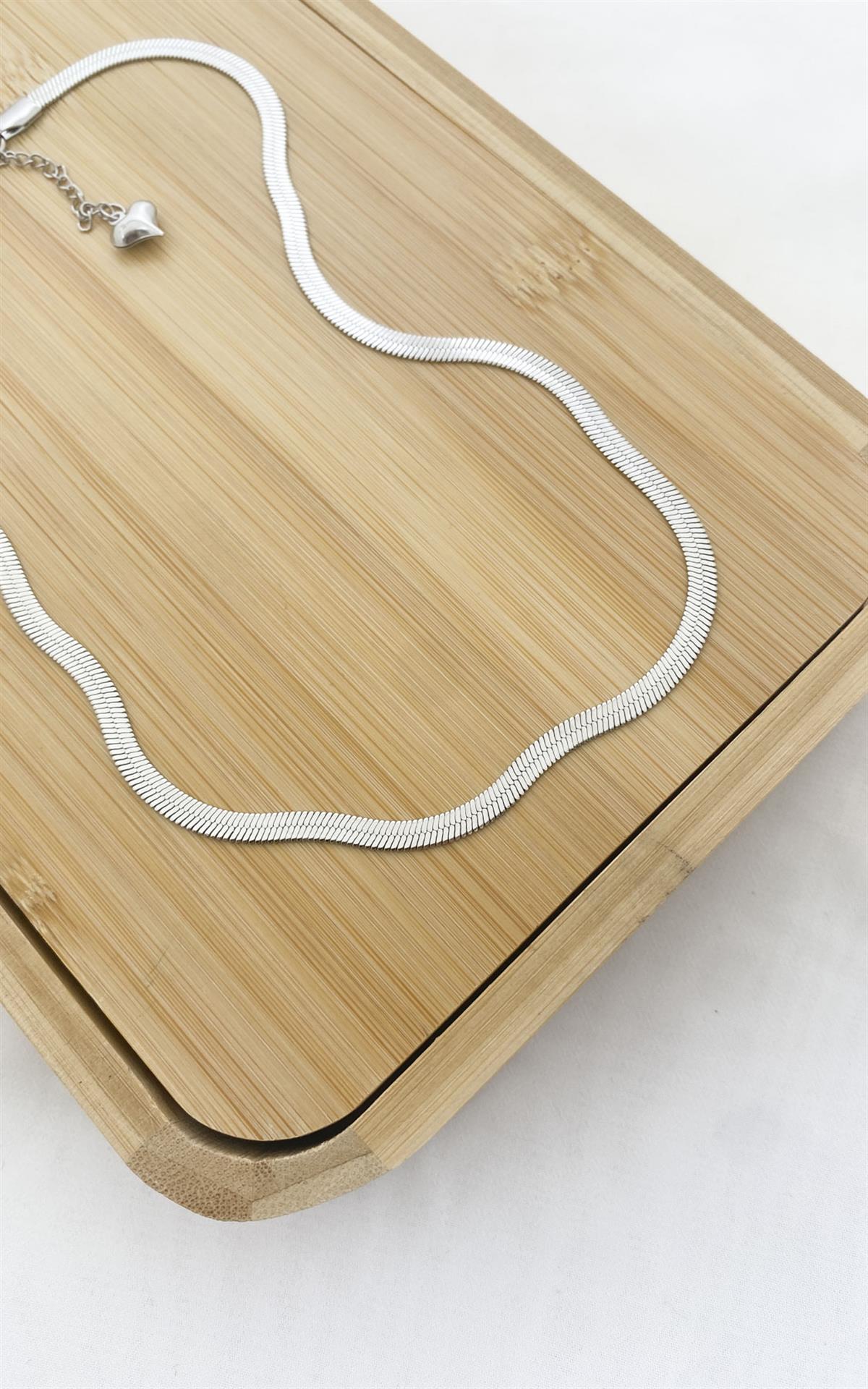 İtalyan Zincir Gümüş Çelik Kolye