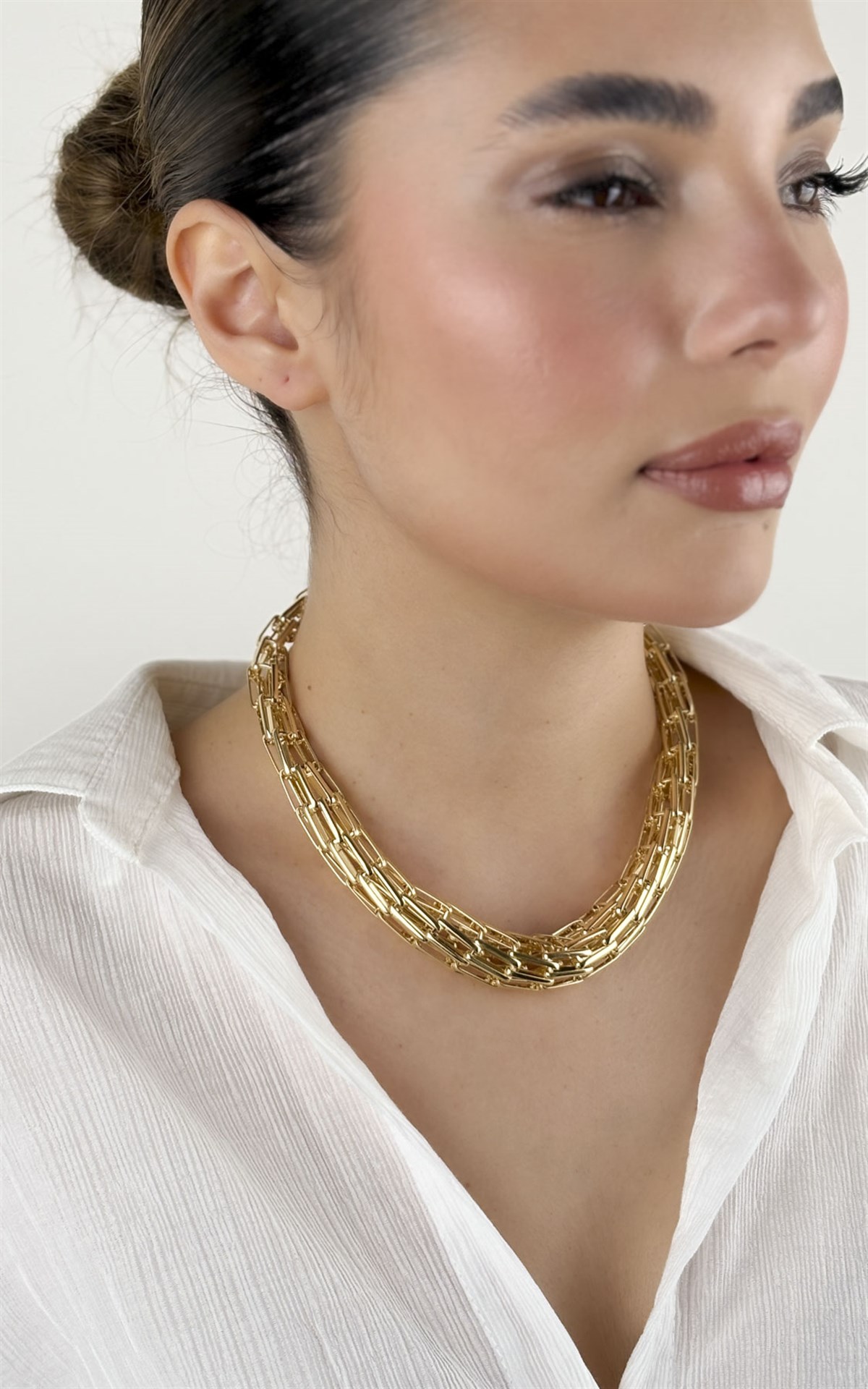 Kalın Zincir Tasarım Gold Kolye