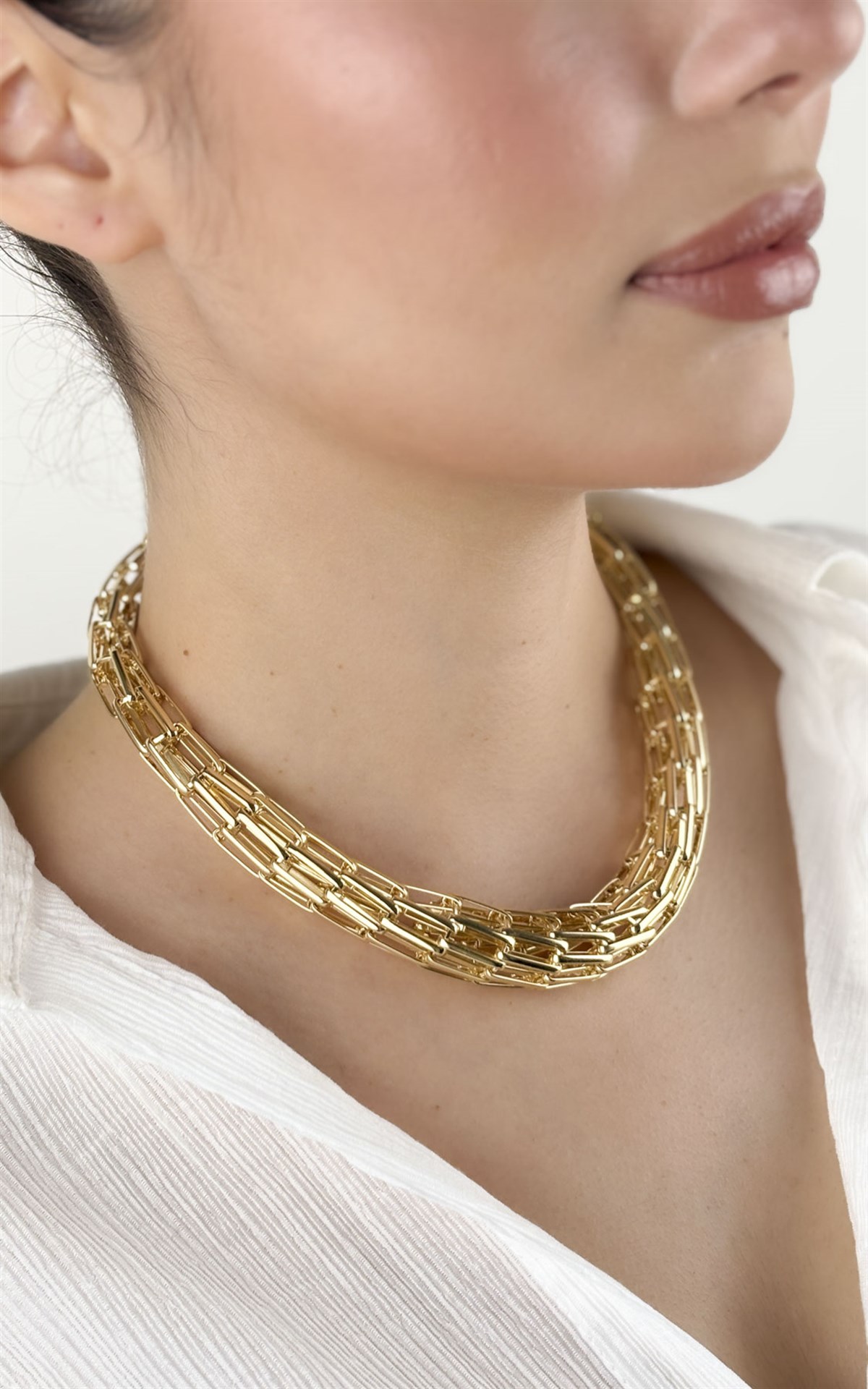 Kalın Zincir Tasarım Gold Kolye