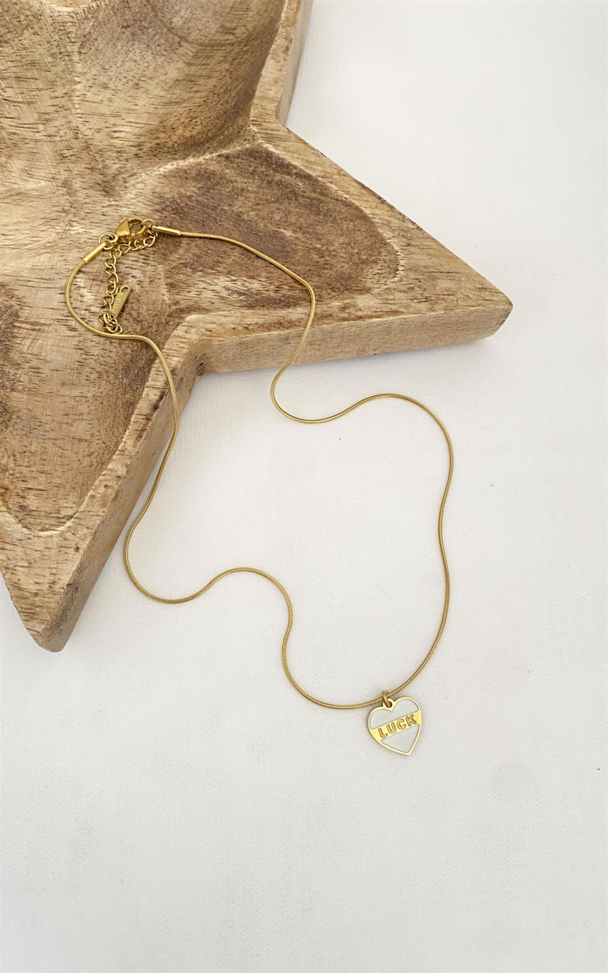 Kalp Figürlü Beyaz Gold Çelik Kolye