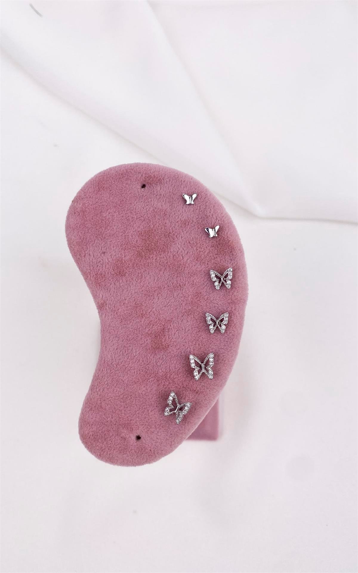 Kelebek Figürlü Gümüş Set Küpe