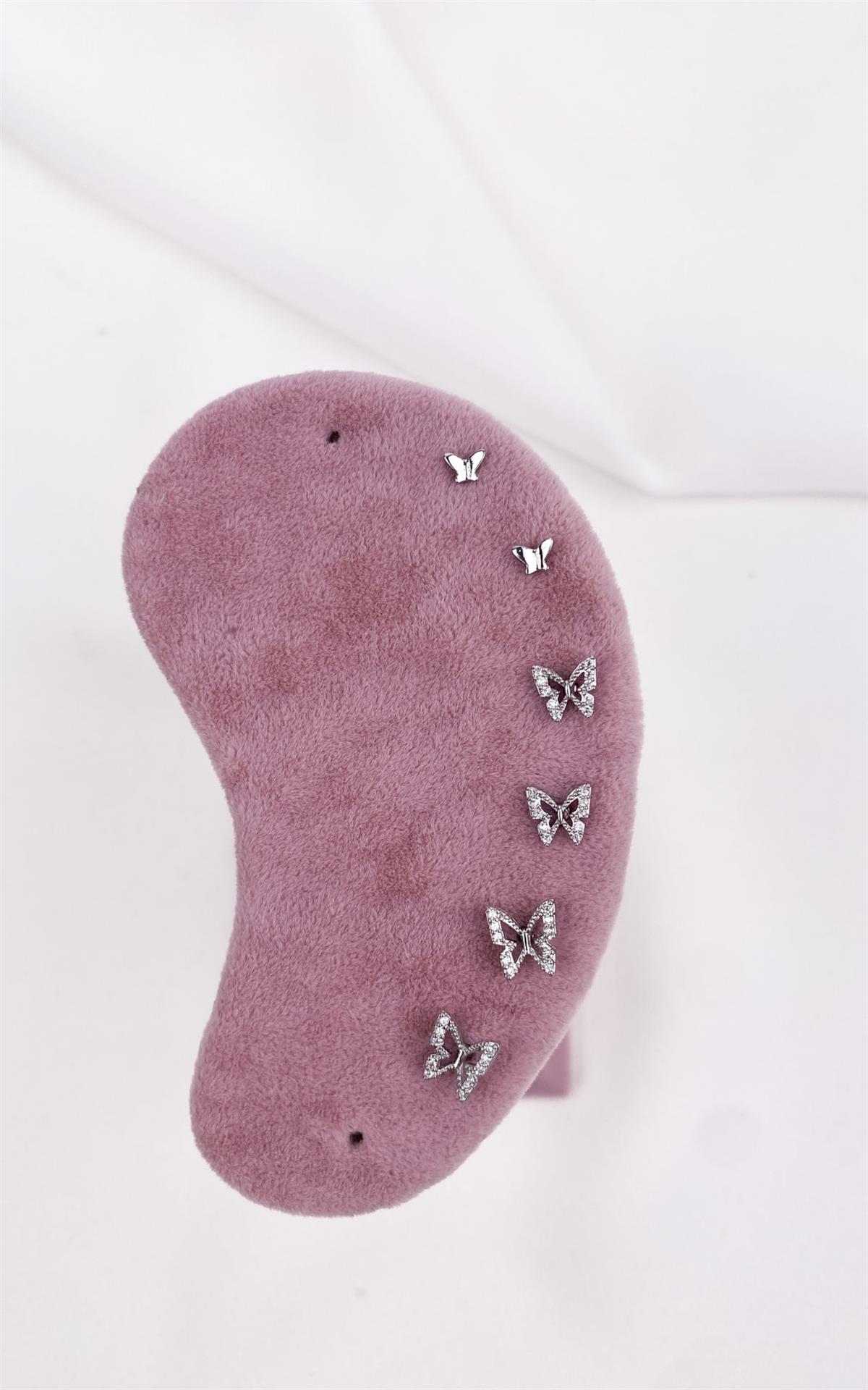 Kelebek Figürlü Gümüş Set Küpe