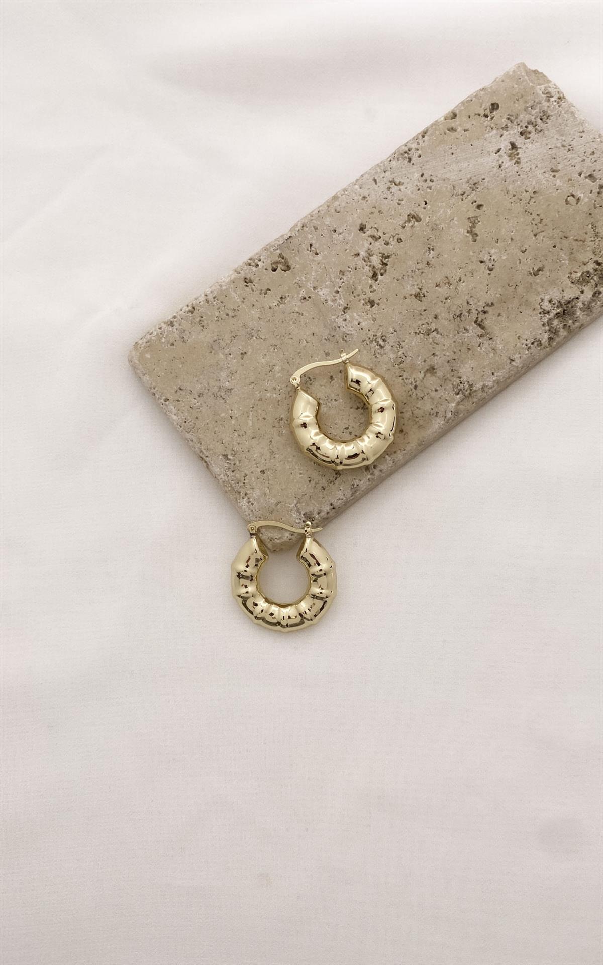 Kemik Model Gold Halka Küpe