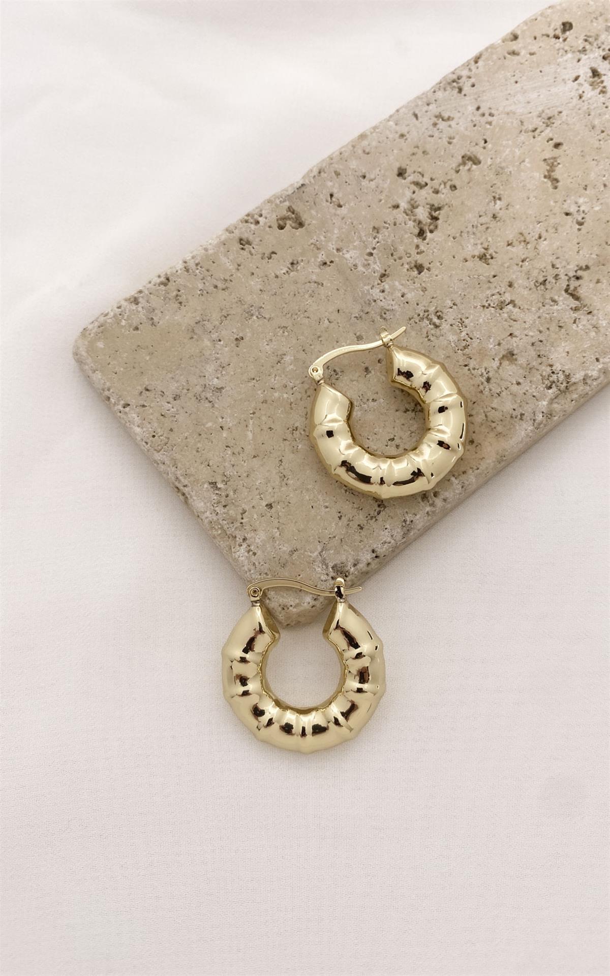 Kemik Model Gold Halka Küpe