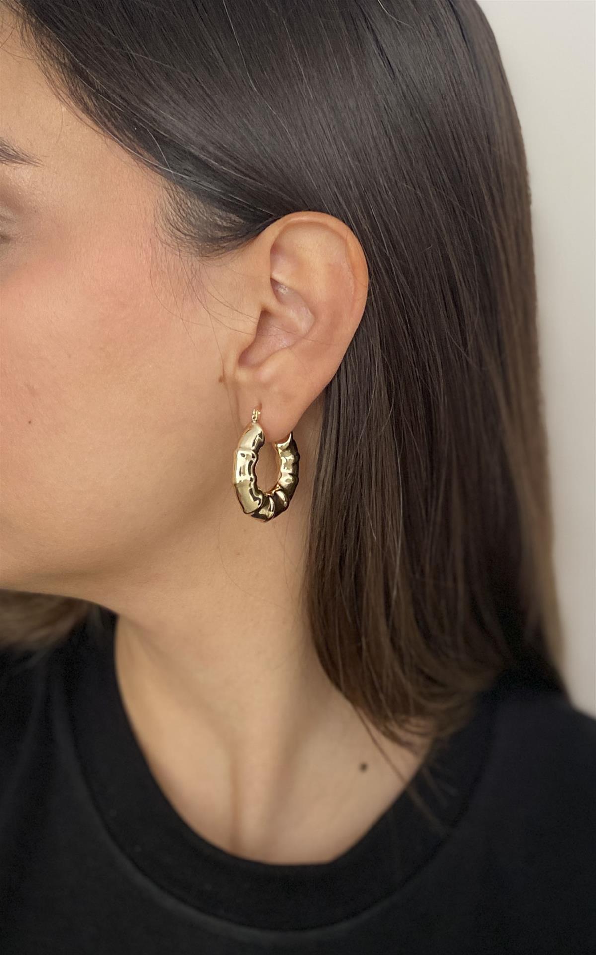 Kemik Model Gold Halka Küpe