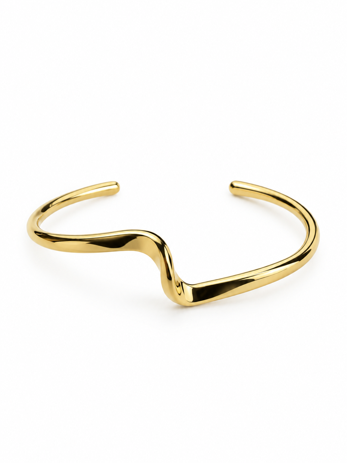 Kıvrımlı Model Gold Kelepçe Bileklik