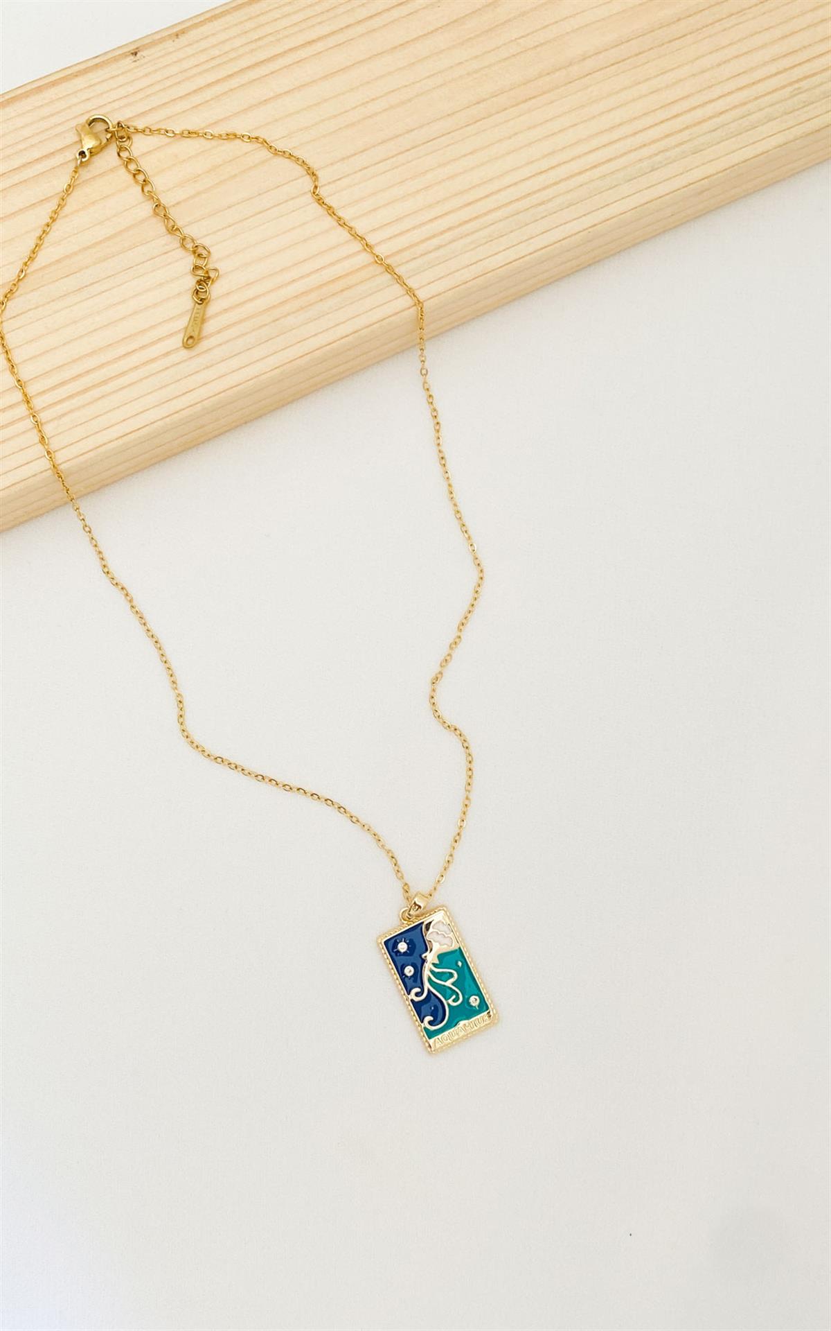 Kova Burç Gold Çelik Kolye