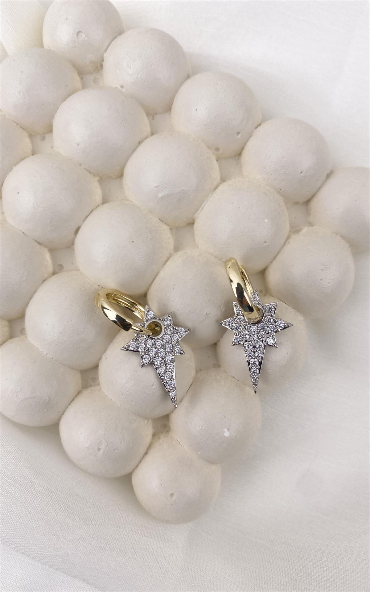 Kuzey Yıldızı Figürlü Gold Gümüş Halka Küpe