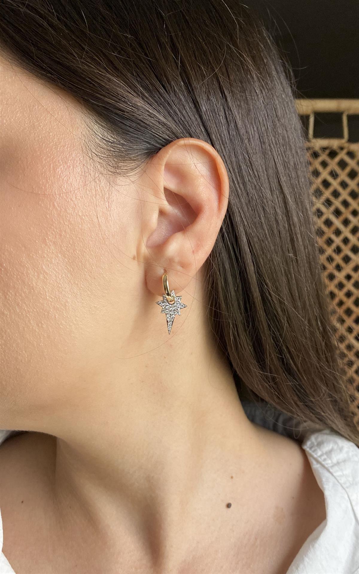 Kuzey Yıldızı Figürlü Gold Gümüş Halka Küpe