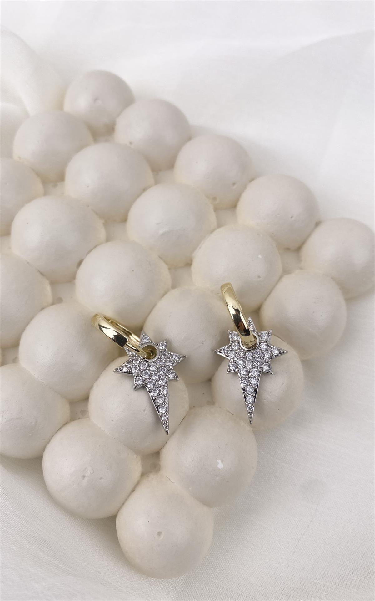 Kuzey Yıldızı Figürlü Gold Gümüş Halka Küpe