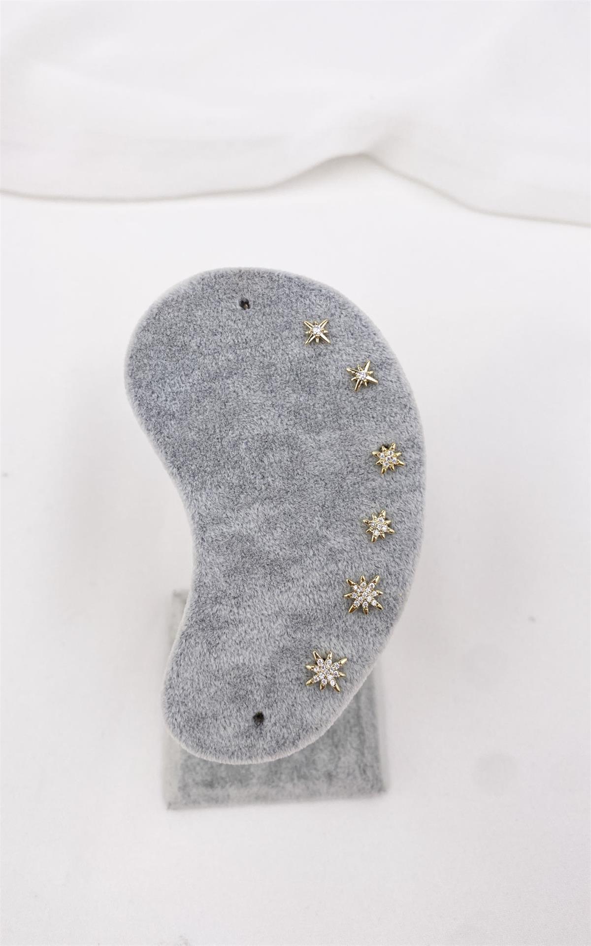 Kuzey Yıldızlı Figürlü Gold Set Küpe