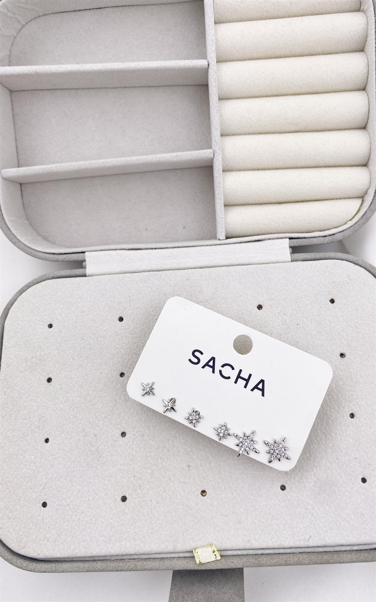 Kuzey Yıldızlı Figürlü Gümüş Set Küpe