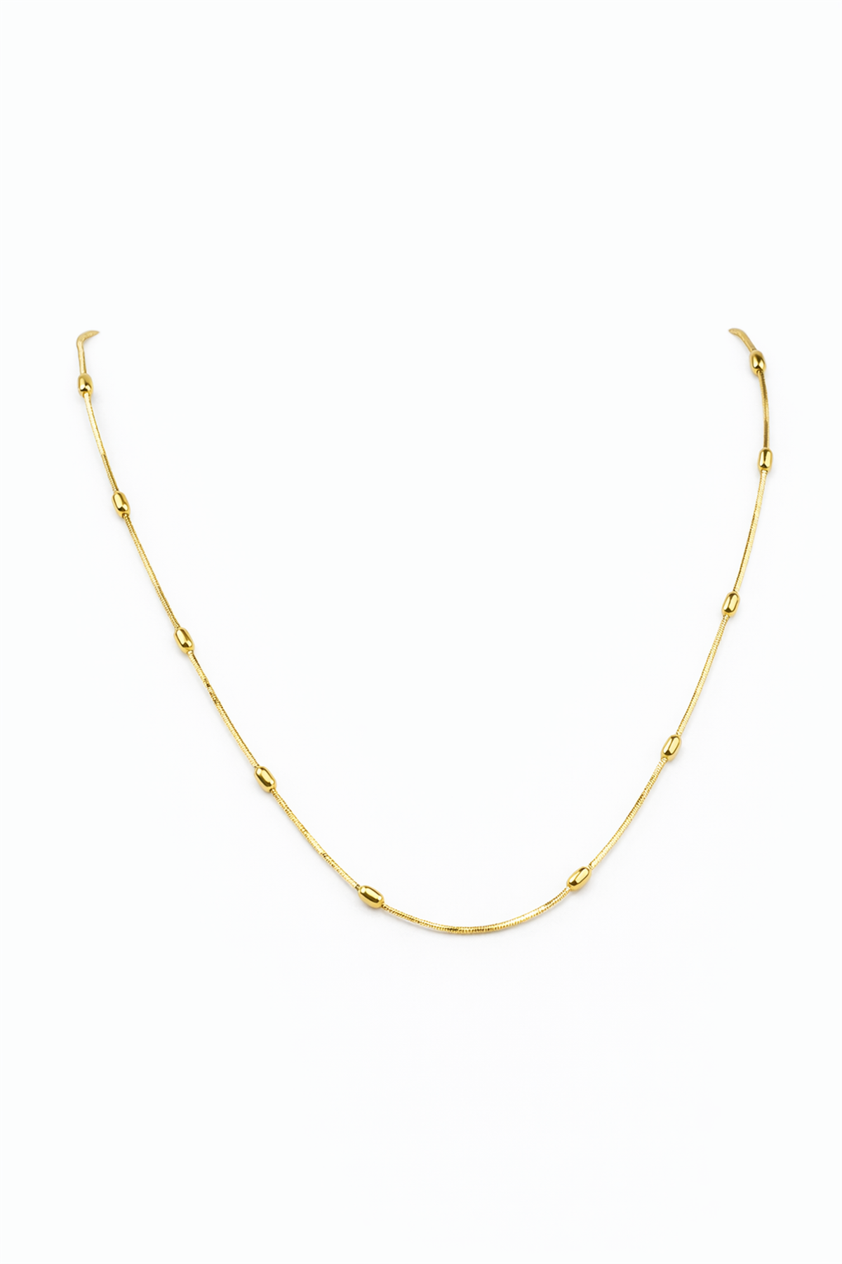 Oval Biyeli Yılan Zincir Kolye