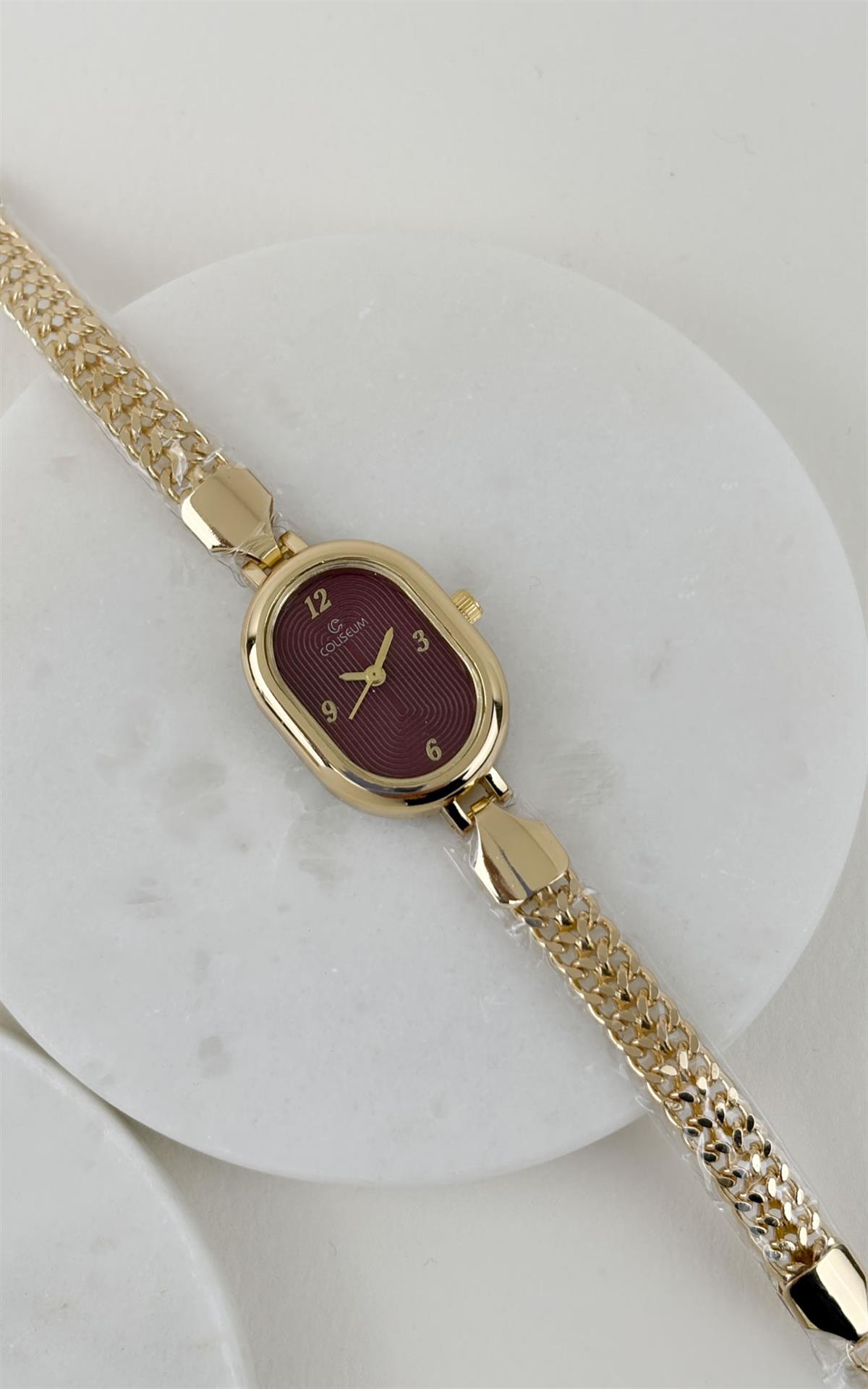 Oval Bordo Ayarlanabilir Kol Saati