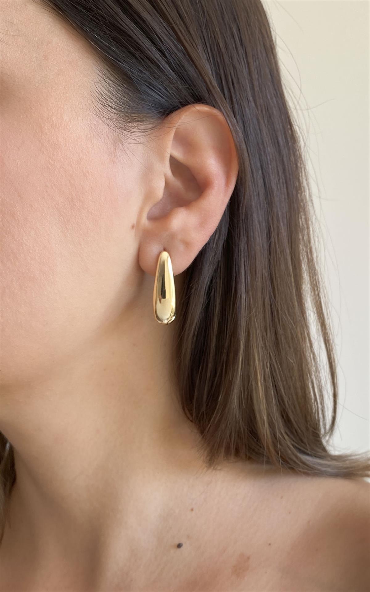 Oval Formlu Gold Halka Küpe