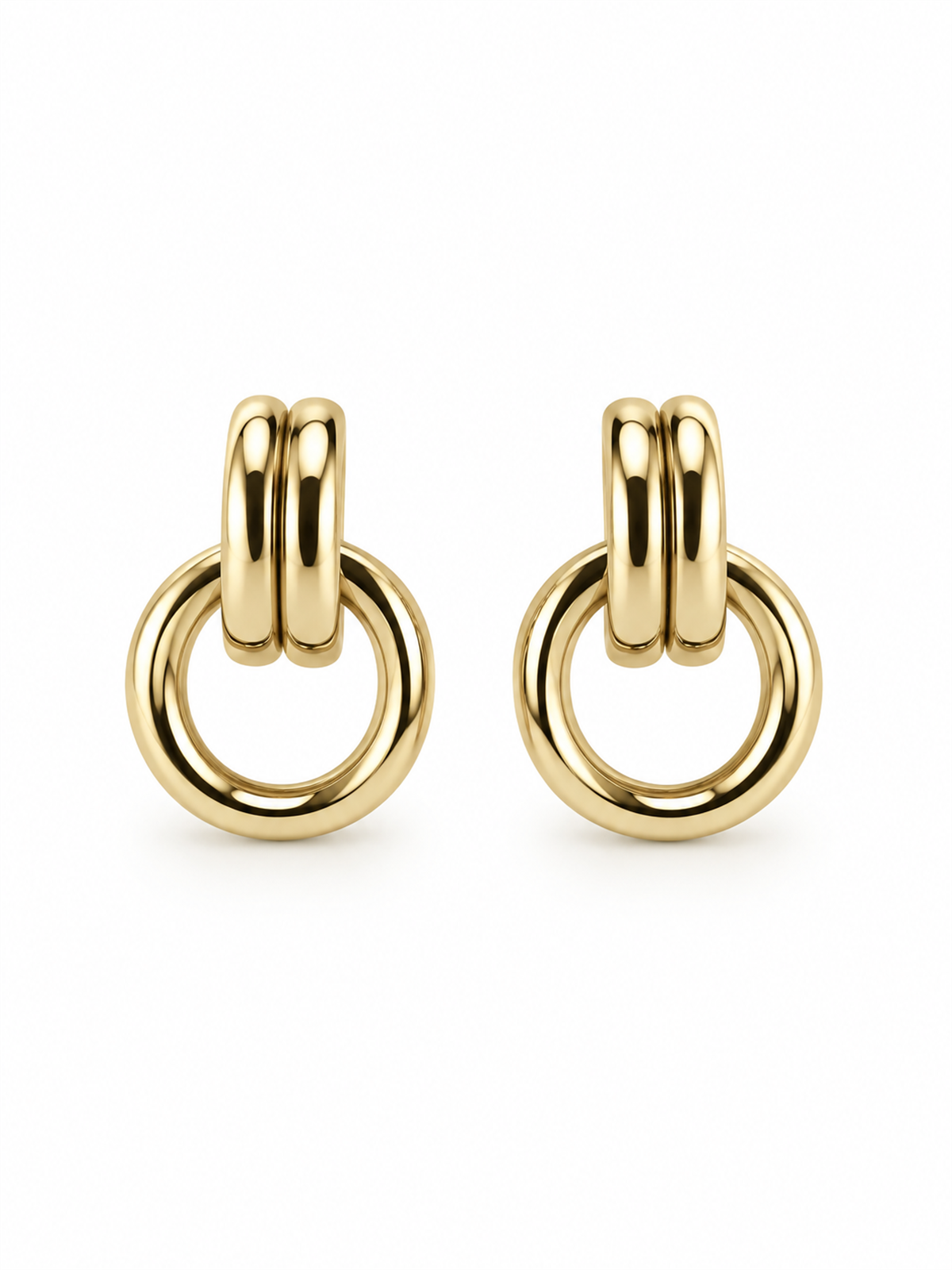 Oval Formlu Gold Küpe