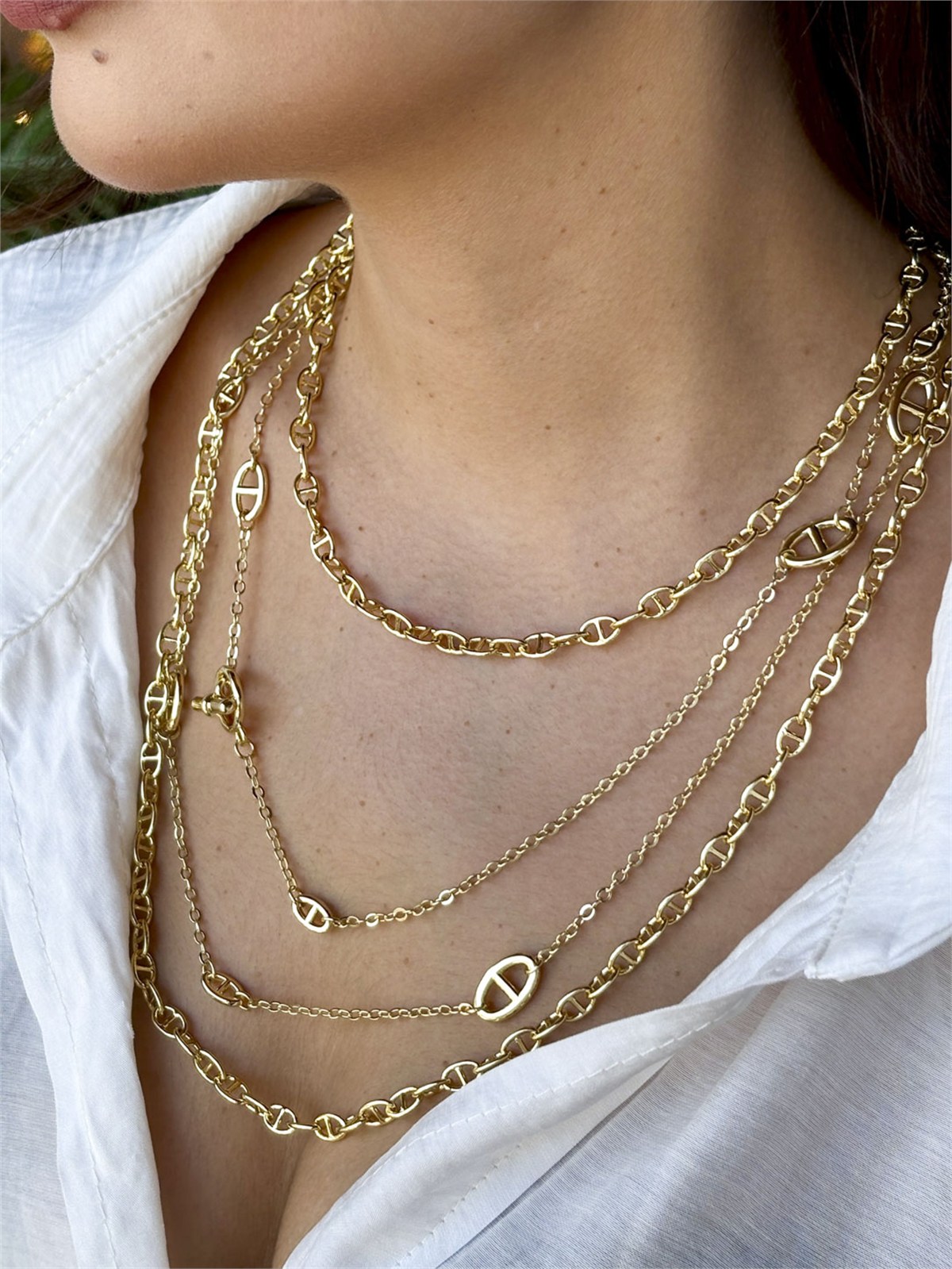 Oval Model Gold Tasarım Kolye