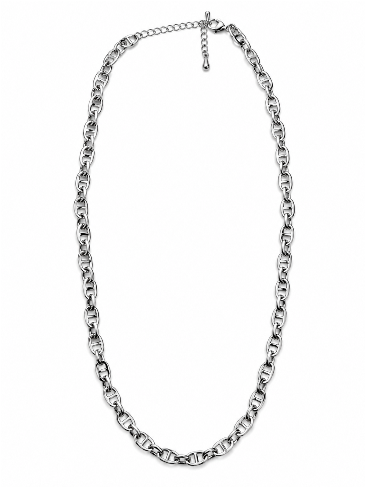 Oval Sıralı Silver Zincir Kolye