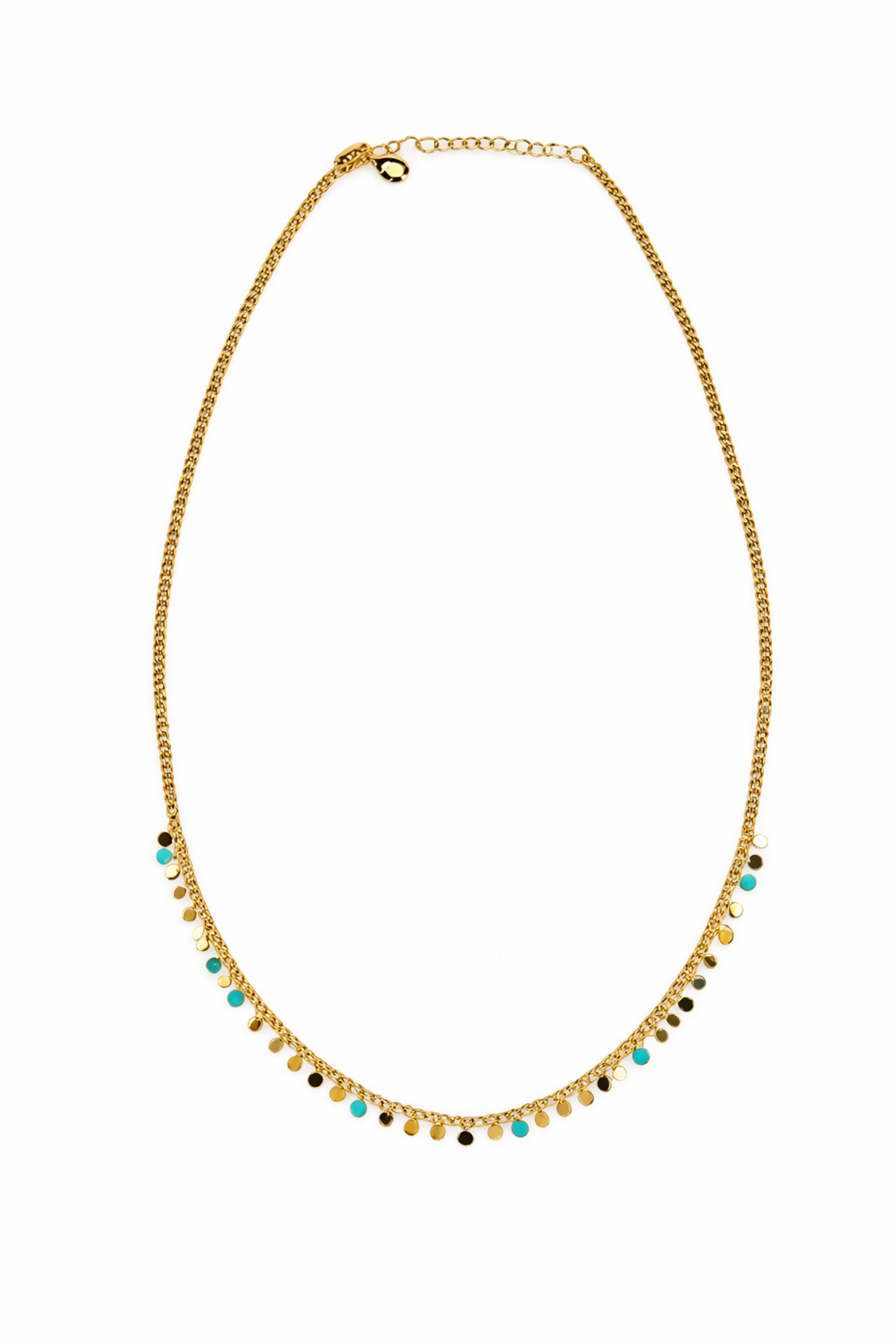 Pul ve Mavi Mine Sıralı Kolye