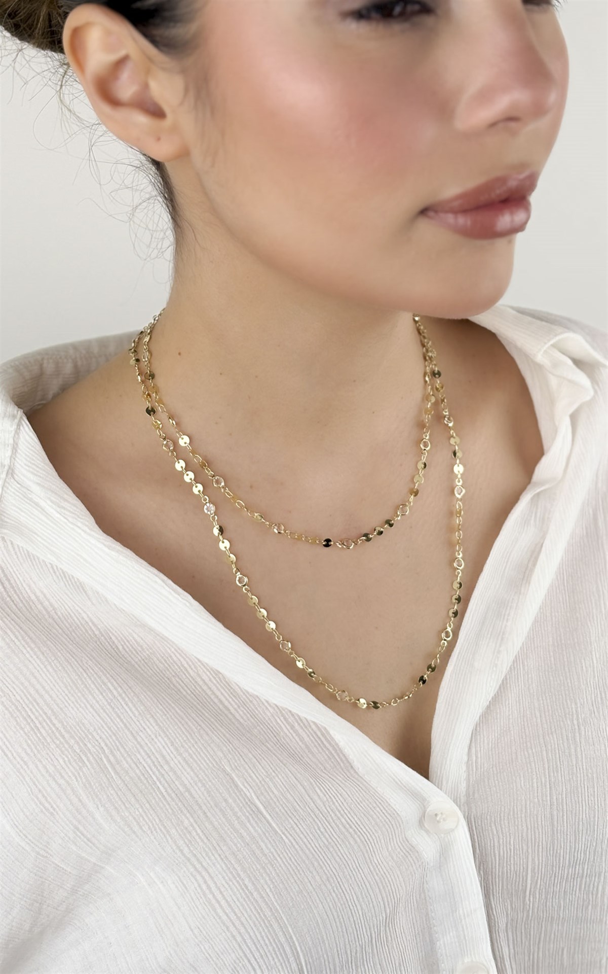 Pul ve Taş Sıralı Kolye