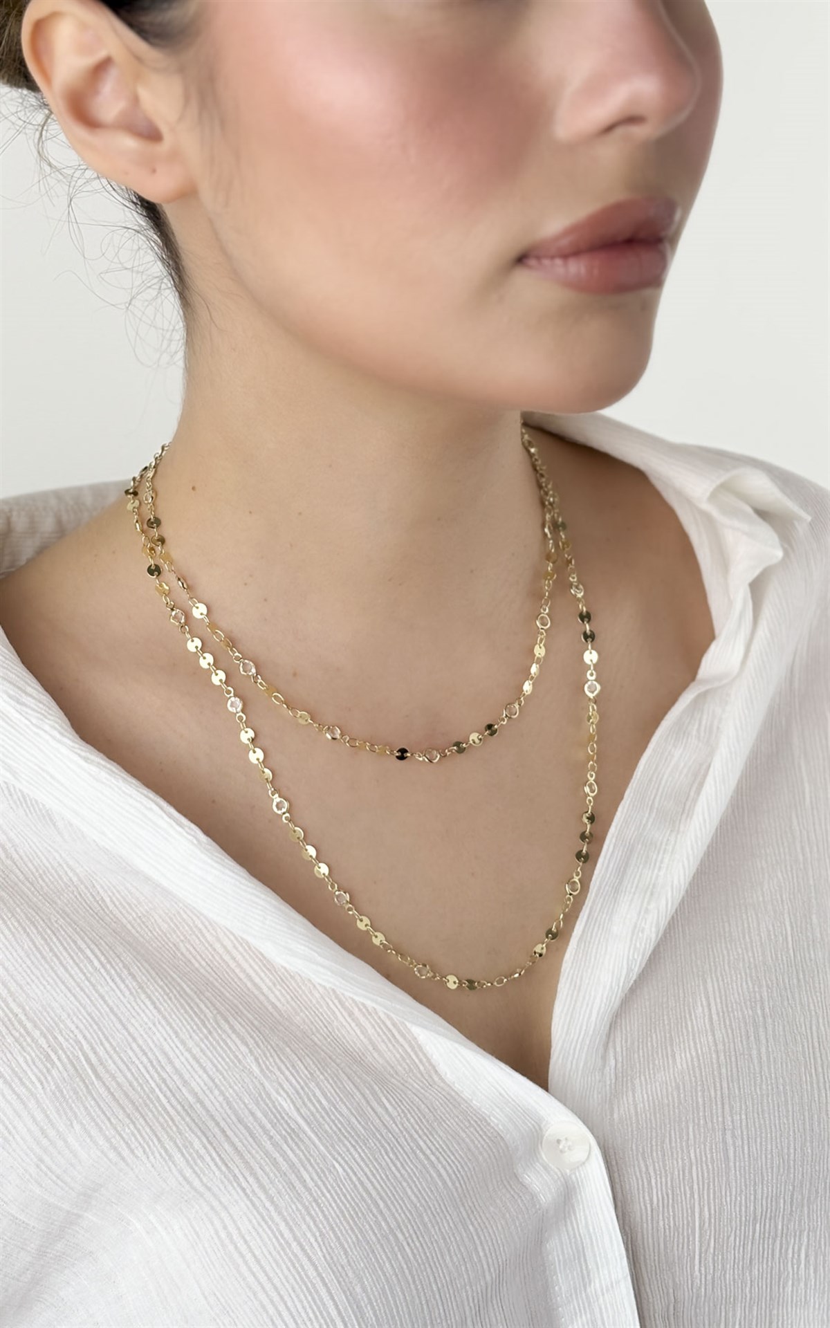 Pul ve Taş Sıralı Kolye