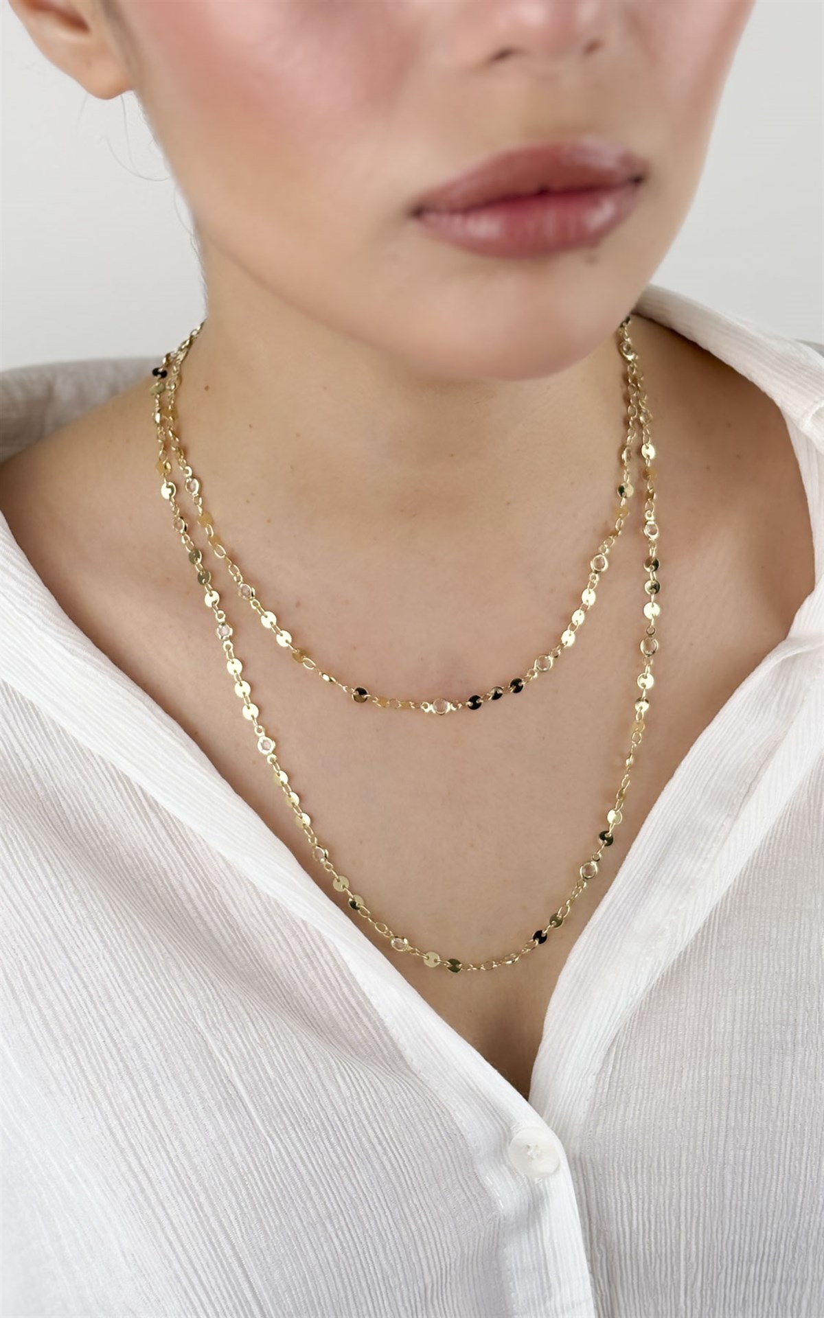 Pul ve Taş Sıralı Kolye