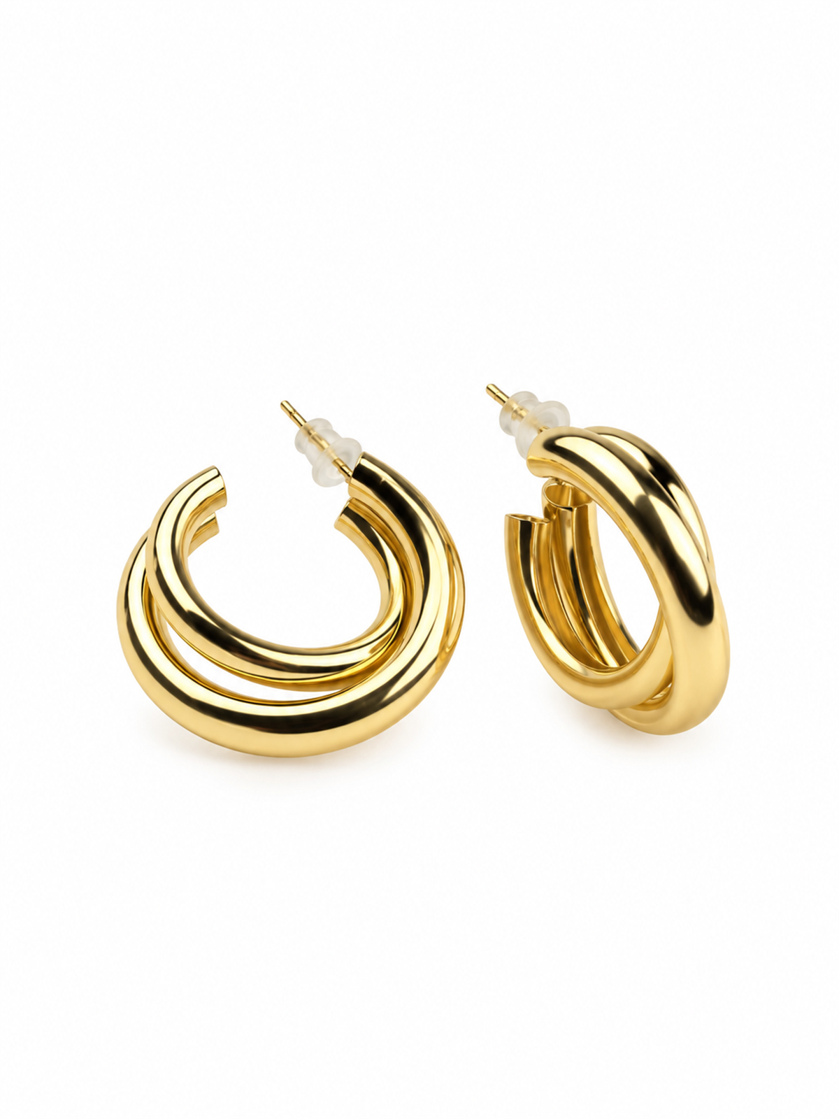 Sarmal Boru Model Gold Yarım Halka Küpe
