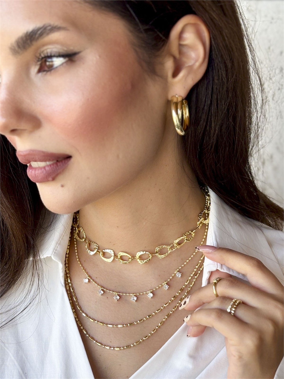 Sarmal Boru Model Gold Yarım Halka Küpe