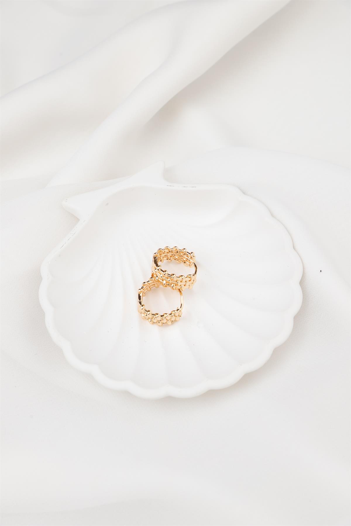 Sarmal Zirkon Taşlı Gold Halka Küpe