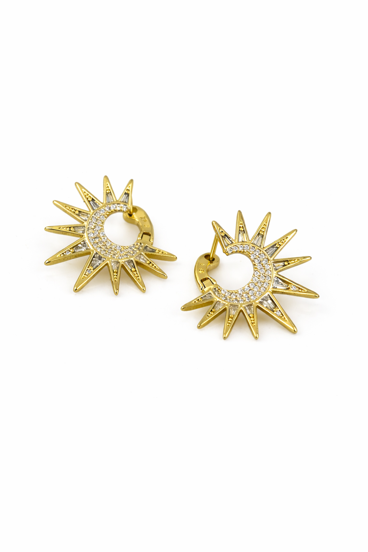 Taşlı Çubuk Sıralı Halka Küpe