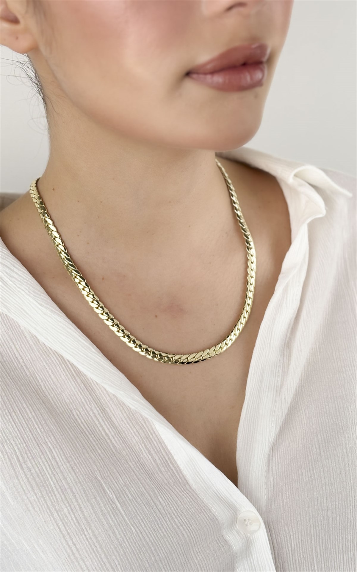 Yassı Ezme Zincir Kolye