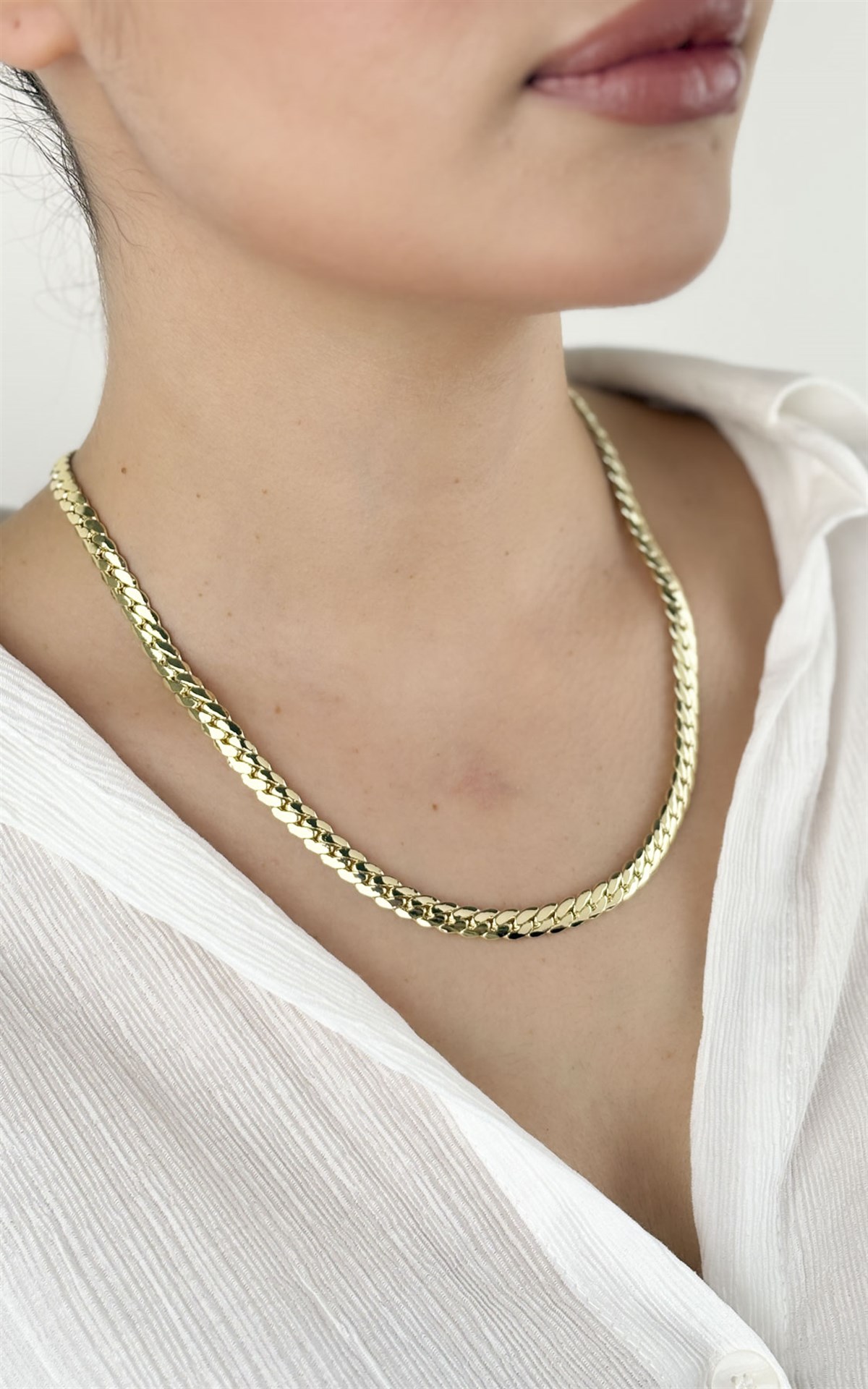 Yassı Ezme Zincir Kolye