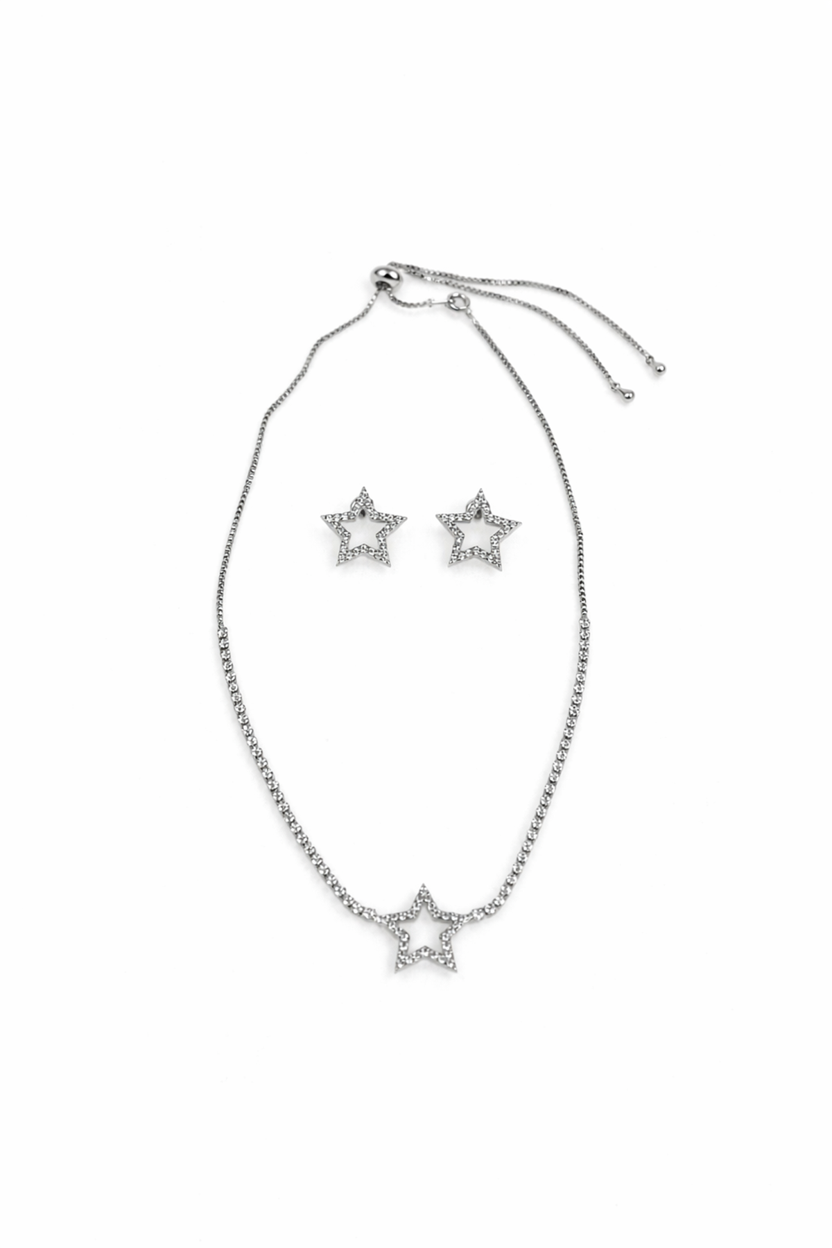 Yıldız Figürlü Su Yolu Asansörlü Kolye Küpe Seti