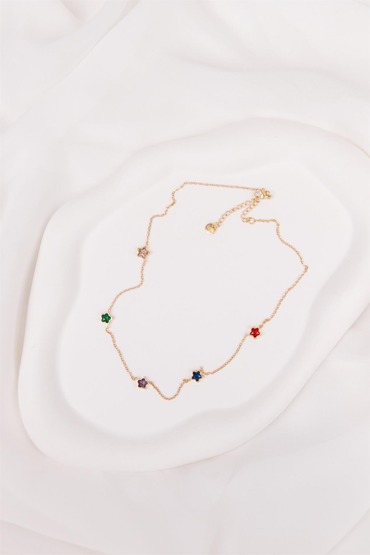 Yıldız Sıralı Gold Çelik Kolye