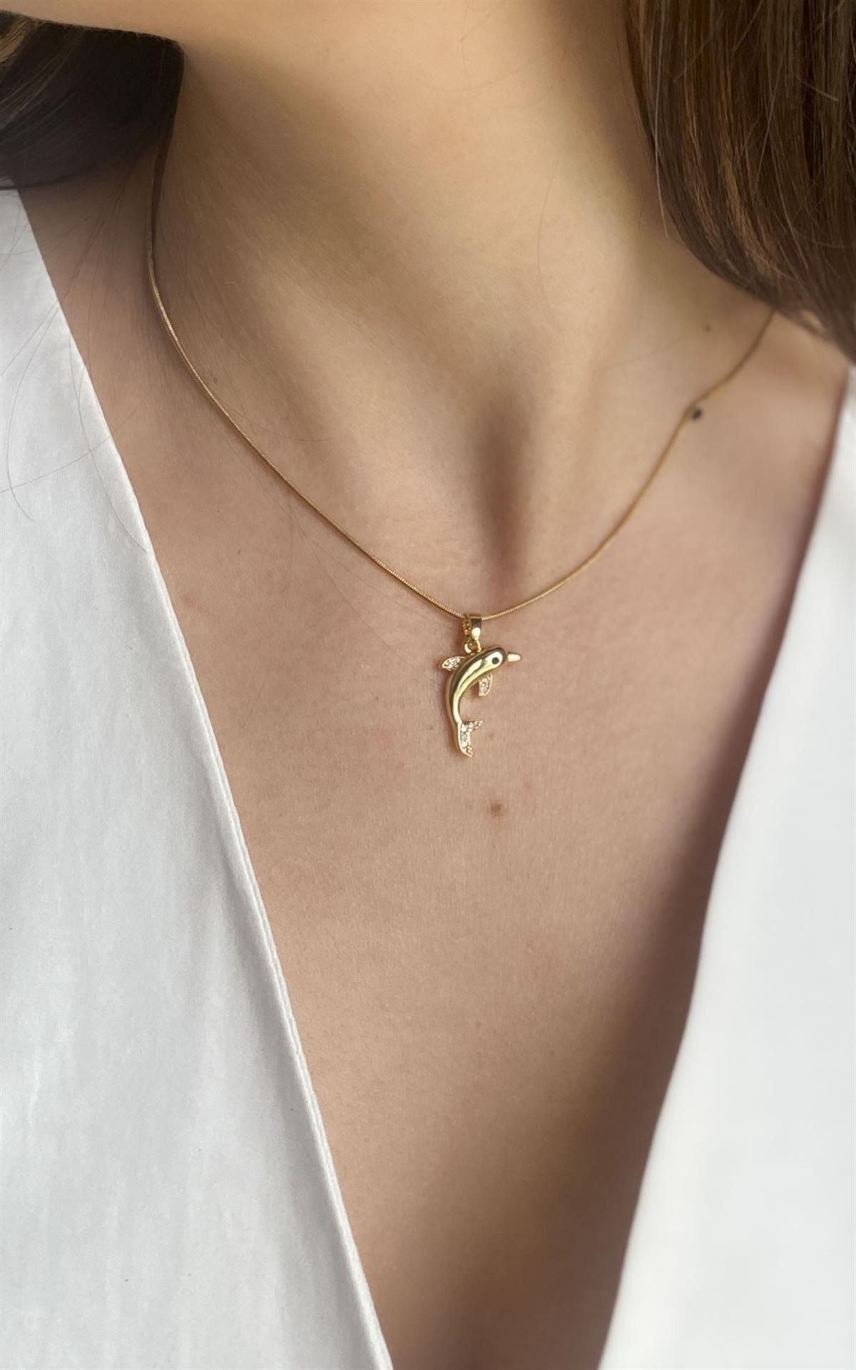 Yunus Figürlü Yılan Zincirli Gold Çelik Kolye