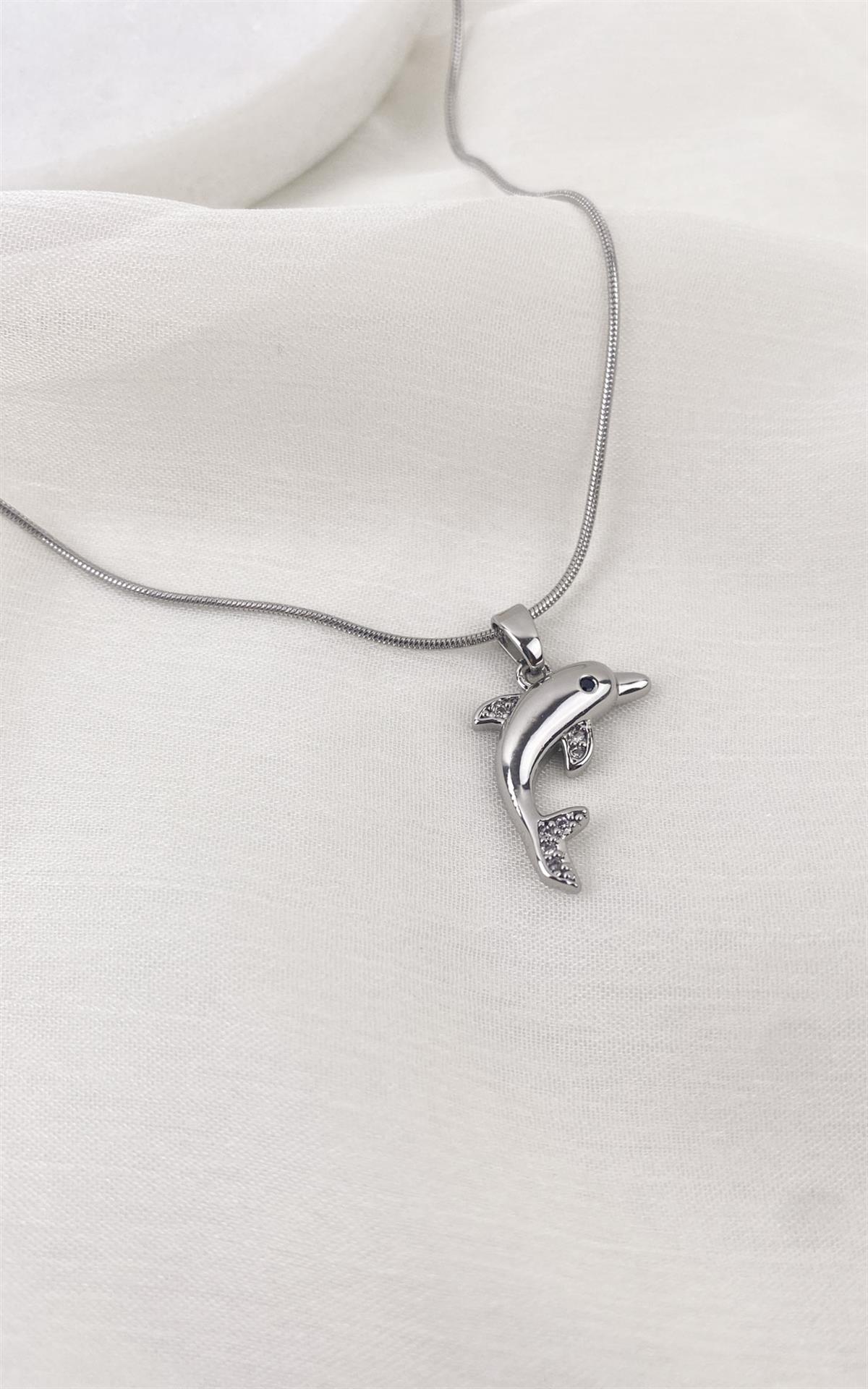 Yunus Figürlü Yılan Zincirli Gümüş Çelik Kolye