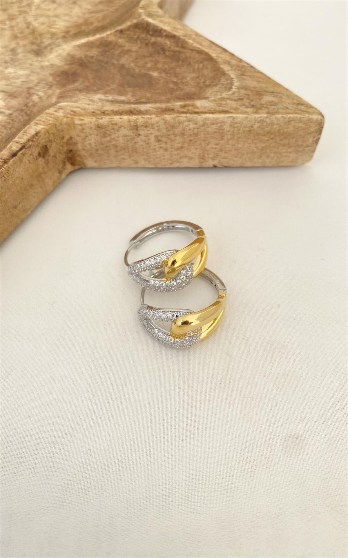 Zirkon Taşlı Golg Gümüş Halka Küpe