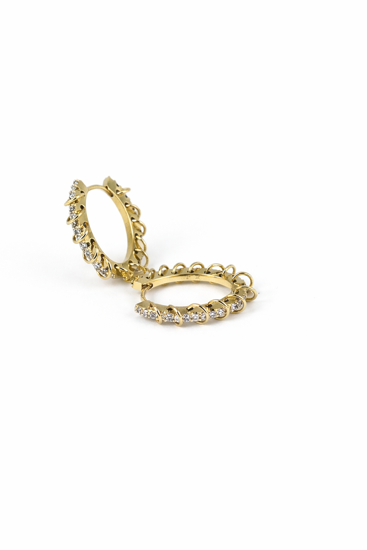 Zirkon Taşlı Halkalı Oval Formlu Halka Küpe