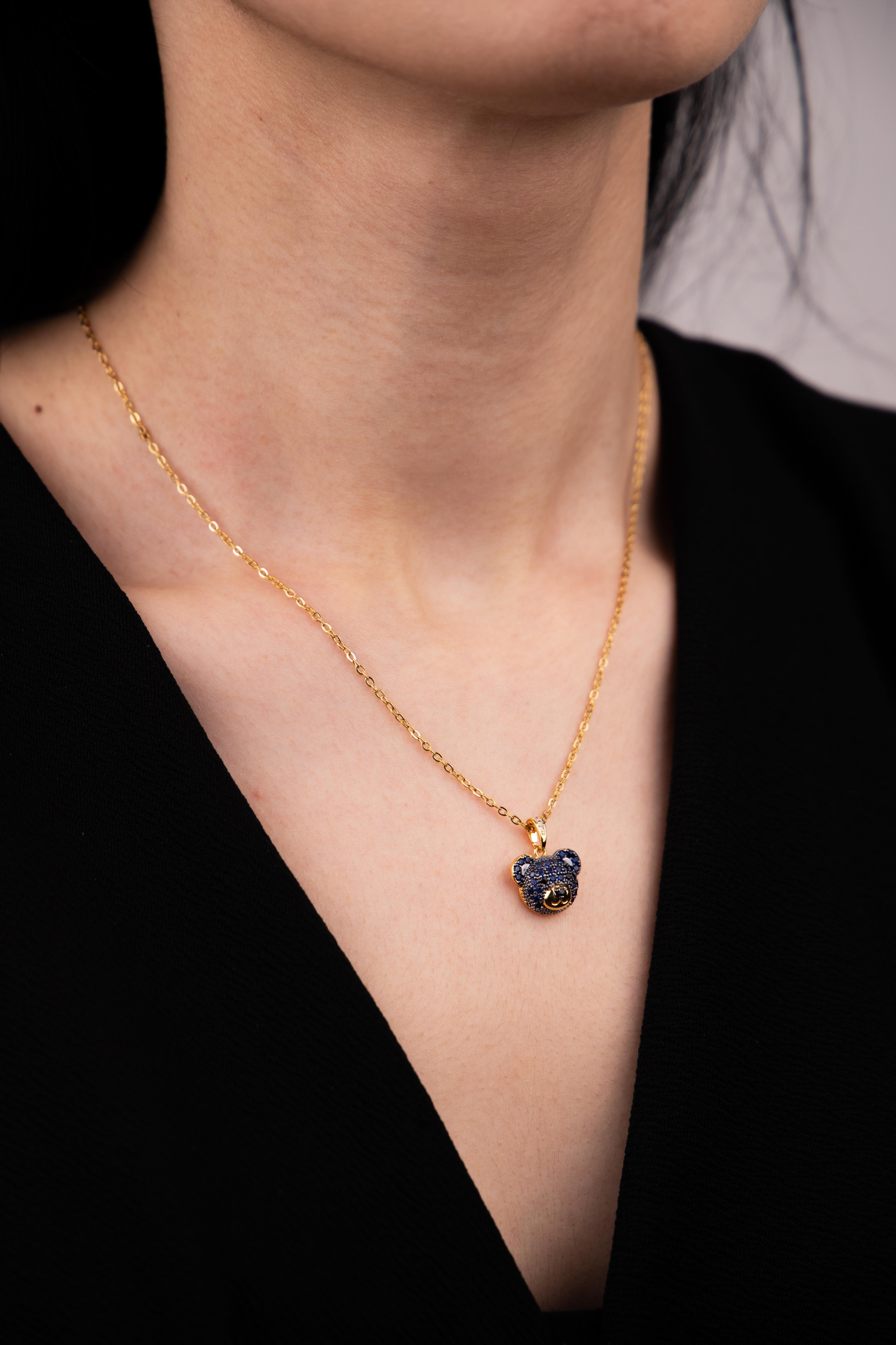 Ayıcık Figürlü Gold Çelik Kolye