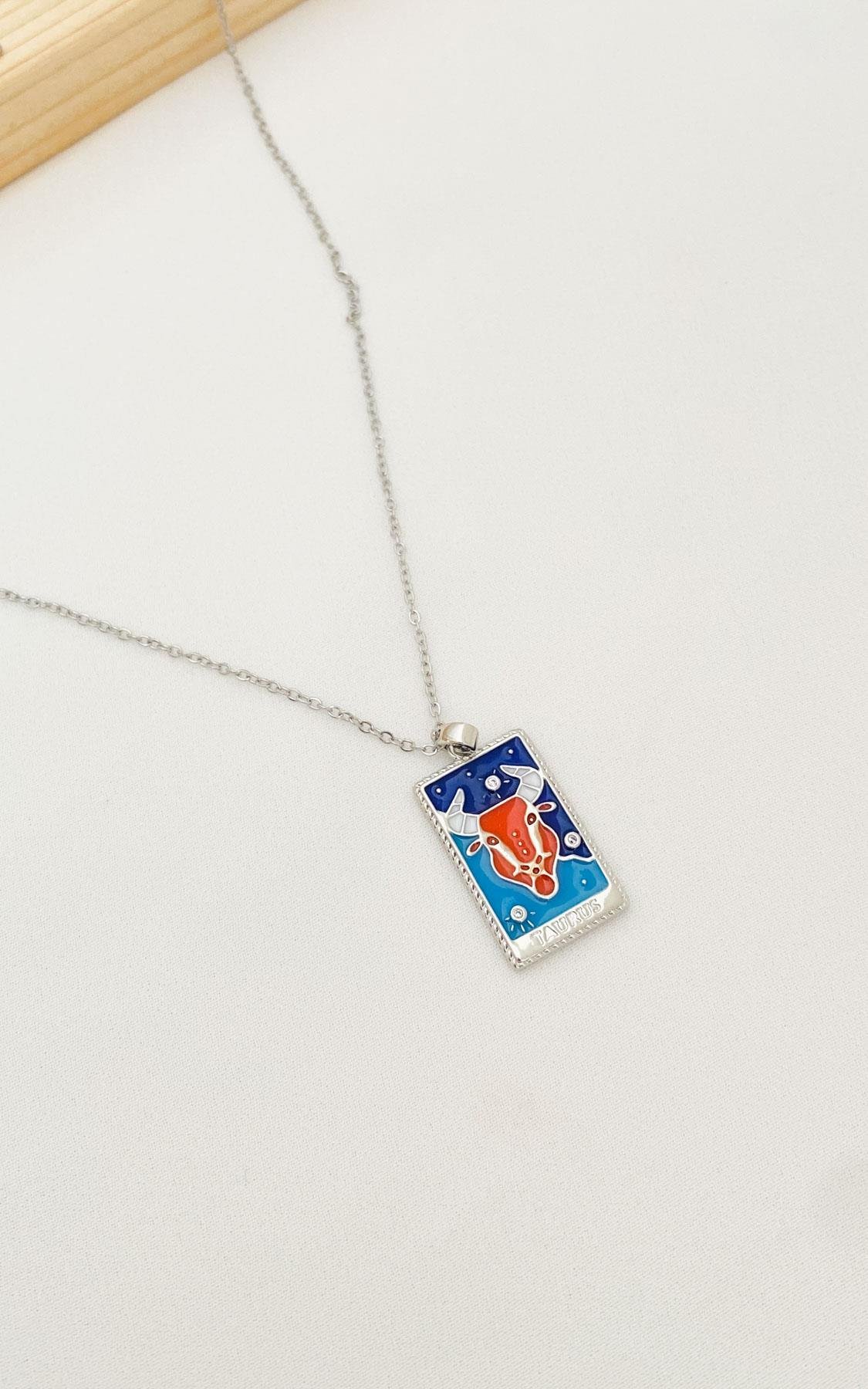 Boğa Burç Gümüş Çelik Kolye