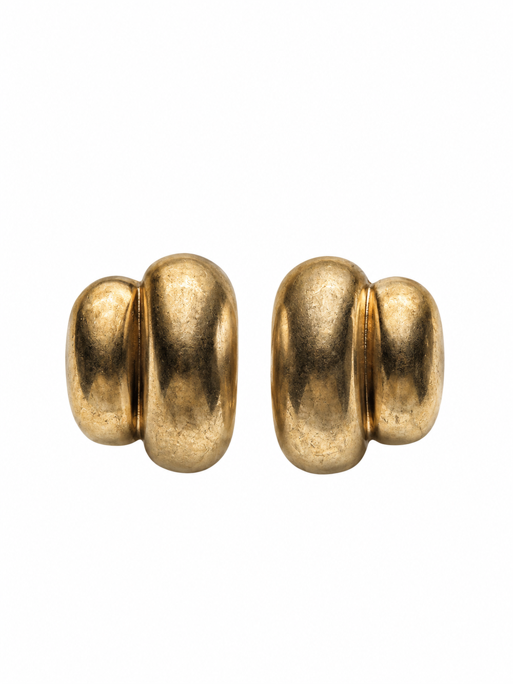 Bombeli Çift Görünümlü Gold Küpe