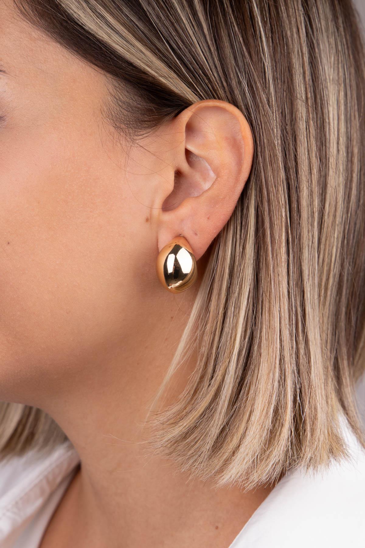 Bombeli Gold Halka Küpe