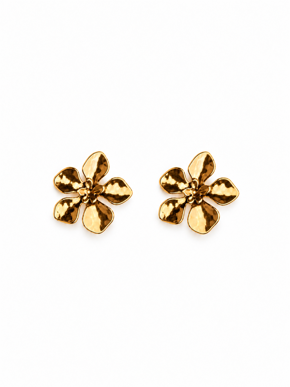 Çiçek Figürlü Gold Küpe